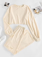 ZAFUL Raw Cut Ripped Drop Shoulder Two Piece Pants Set Xl Light yellow