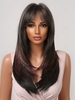 zaful Red and Brown Highlight Middle Part Straight Layered Synthetic Wig