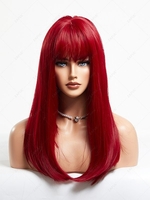 zaful Red See-through Bangs Long Straight Hair Synthetic Wig