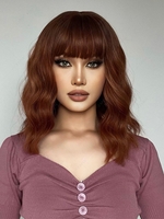 zaful Reddish Brown Full Bang Shoulder Length Synthetic Wig