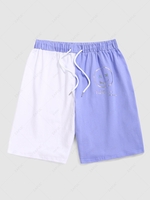 ZAFUL Reflective Face Letters Print Two Tone Graphic Sports Sweat Shorts Xxl Light purple