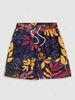 ZAFUL Retro Leaves Print Drawstring Beach Shorts Xxl Deep blue