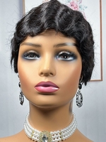 zaful Retro Short Curly Human Hair Wig