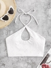 ZAFUL Ribbed Halter Keyhole Swim Top S White