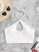 ZAFUL Ribbed Halter Keyhole Swim Top S White