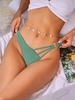ZAFUL Ribbed High Cut Strappy O-ring Bikini Bottom M Light green