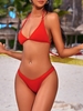 ZAFUL Ribbed High Leg Bikini Set M Red