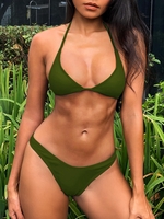 ZAFUL Ribbed High Leg Bikini Set S Hazel green