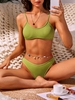 ZAFUL Ribbed High Leg Cheeky Bikini Swimwear L Light green
