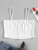 ZAFUL Ribbed Hook Front Crop Camisole L White
