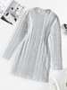 ZAFUL Ribbed Knit Long Sleeve Slinky Dress S Light gray