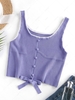ZAFUL Ribbed Knit Picot Trim Bowknot Tank Top M Purple