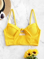 ZAFUL Ribbed Knotted Underwire Longline Bikini Top 2xl Yellow