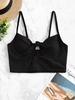 ZAFUL Ribbed Knotted Underwire Longline Bikini Top L Black
