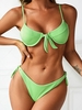 ZAFUL Ribbed Knotted Underwire Tanga Bikini Swimwear M Green
