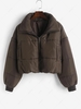 Zip Up Solid Puffer Padded Coat S Deep coffee