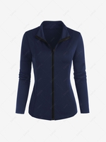 Zip Up Thumb Hole Slim Gym Jacket S Deep blue
