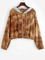 Zip Up Tie Dye Combo Corduroy Jacket S Coffee