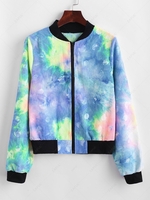 Zip Up Tie Dye Corduroy Jacket S Blue