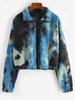 Zip Up Tie Dye Fleece Jacket S Blue