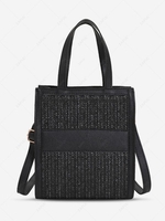 Zipper Crossbody Straw Tote Bag