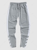Zipper Embellish Slim-fit Color Spliced Sports Pants L Light gray