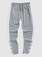 Zipper Embellish Slim-fit Color Spliced Sports Pants Xl Light gray