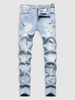 Zipper Fly Distressed Frayed Jeans 38 Light blue