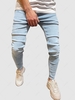 Zipper Fly Frayed Jeans L Light blue