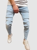 Zipper Fly Frayed Jeans M Light blue