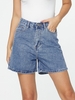 Zipper Fly Pocket Loose Denim Shorts S Light blue