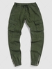 Zipper Hem Solid Color Cargo Pants 34 Deep green
