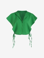 Zipper Hooded Cape Casual Top L Green