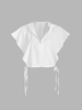 Zipper Hooded Cape Casual Top S White