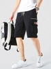 Zipper Multi-pocket Design Drawstring Cargo Shorts S Black