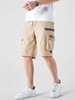 Zipper Multi-pocket Design Drawstring Cargo Shorts S Light khaki