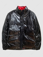 Zipper Pockets Zip Up Padded Puffer Jacket Xs Black