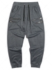 Zipper Stitching Detail Tapered Sports Pants L Dark gray