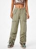 Zippered Low Rise Cinched Cargo Pants L Light coffee