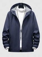 Zippered Pockets Hooded Full Zip Jacket Xs Blue