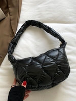 Zippered Quilted Padded Puffer Shoulder Bag