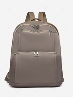 Zippered Solid Oxford Cloth Backpack