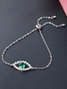 Zircon Inlay Eye Pendant Sliver Chain Bracelet