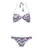 Bikini Bandeau Twist Aqua Chevron