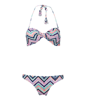 Bikini Bandeau Twist Aqua Chevron