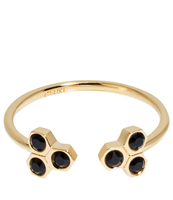 Essentiele Black Crystal Hexagons Open Ring