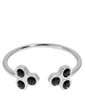 Essentiele Black Crystal Hexagons Open Ring