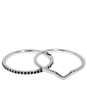 Essentiele Chevron Black Crystal Set of Two Rings
