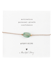 Gemstone Card Aventurine Gold Colored Bracelet