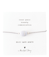 Gemstone Card Blue Lace Agate Silver Plated Bracelet